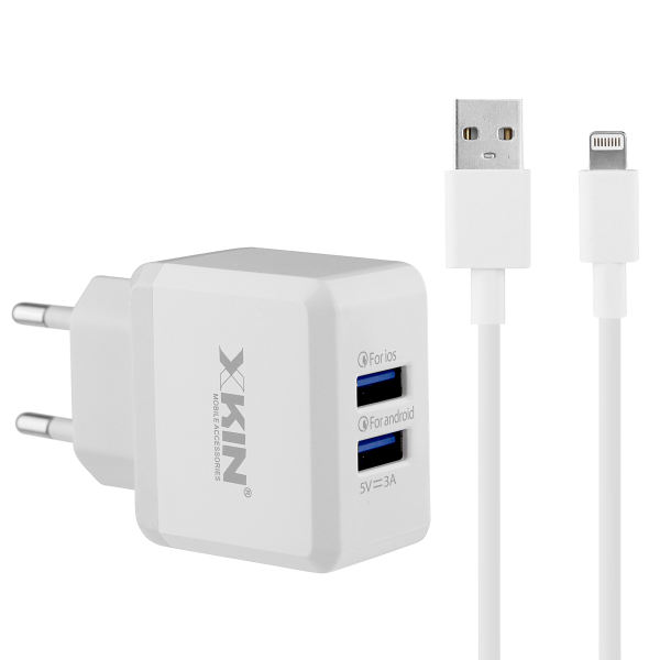 شارژر دیواری ایکس کین مدل XK-HC08 به همراه کابل تبدیل microUSB